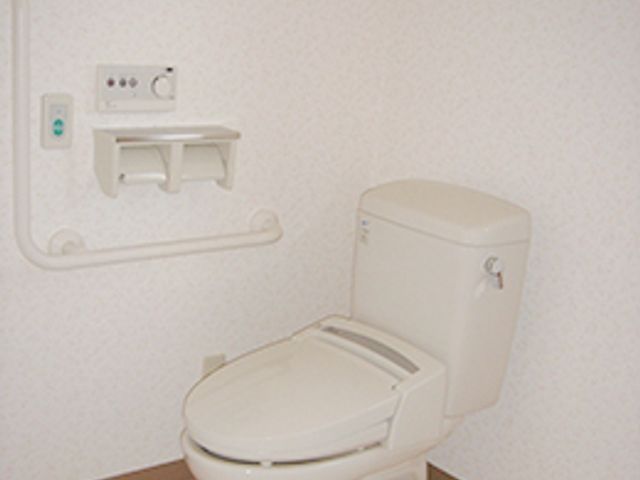 清潔なトイレ トイレ 広々とした空間で、安全に配慮された手すりが設置されています。快適に利用できる設備です。