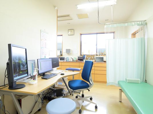 診察台のある明るい診療室  