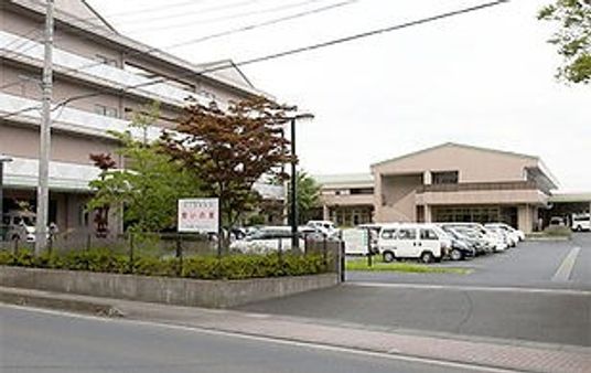 緑に囲まれた駐車場
