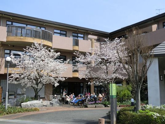 桜の咲く外観