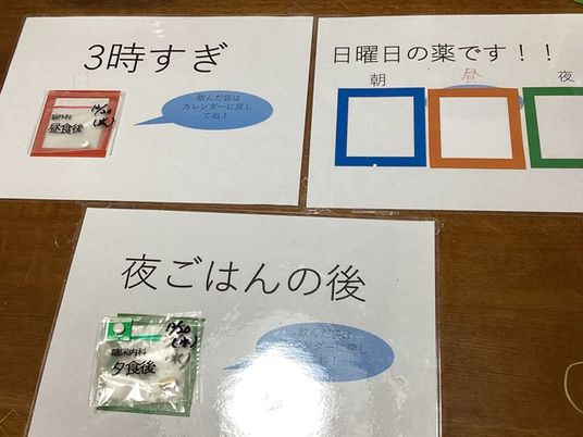 掲示物のある机  