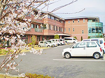 桜咲く建物外観