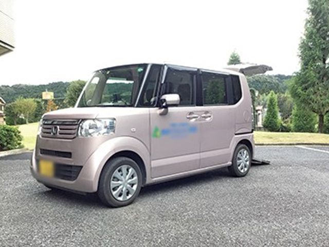 送迎車の外観 外観 緑豊かな環境を背景に、安全性を重視した送迎車があります。快適な移動をサポートしています。