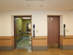 廊下にあるエレベーターの前