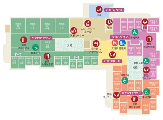 カラフルな施設案内図