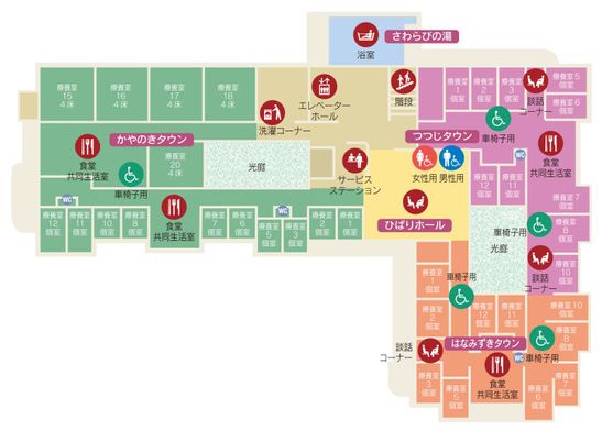 カラフルな施設案内図