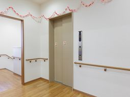 清潔感ある廊下のエレベーター