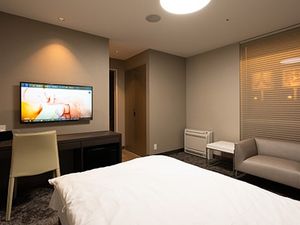 居室のベッドとテレビ  