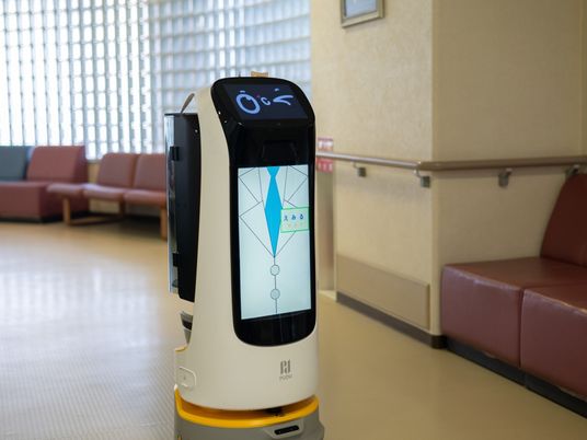案内ロボットと廊下  