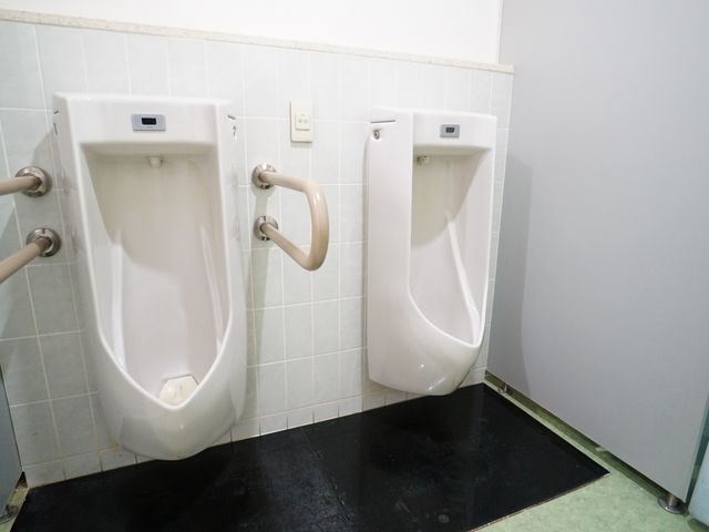 手すり付き洗面所 トイレ 壁には手すりが備えられた清潔なトイレ空間です。利用者様の安全と自立をサポートしています。