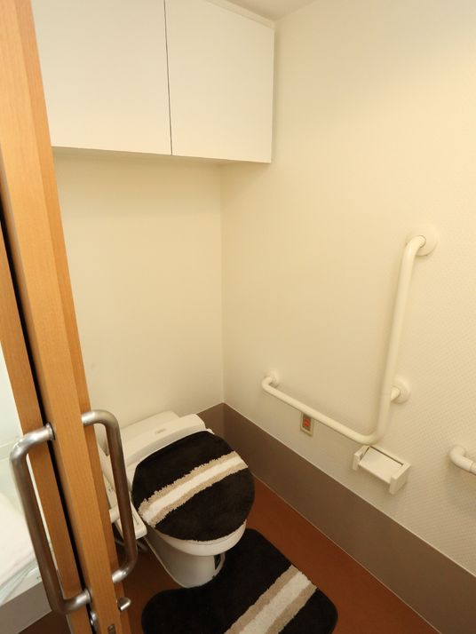 手すり付きの清潔なトイレ