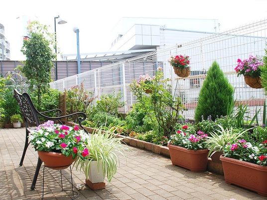 彩り豊かな庭の一角