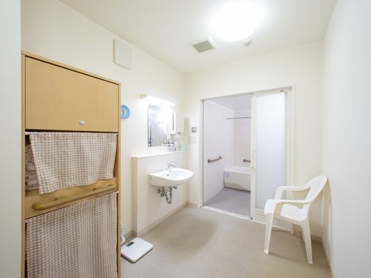 清潔な洗面台と浴室