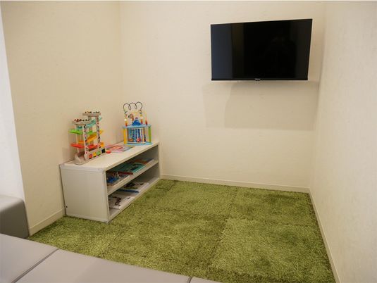遊具とテレビのある室内  