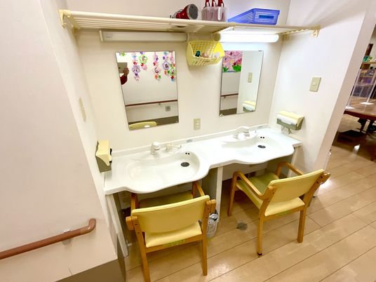 明るい洗面台