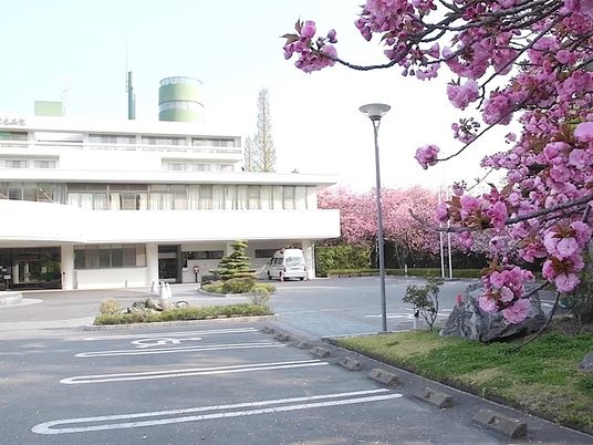桜咲く施設の外観  