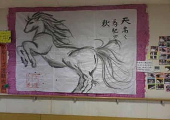 掲示物が飾られた廊下