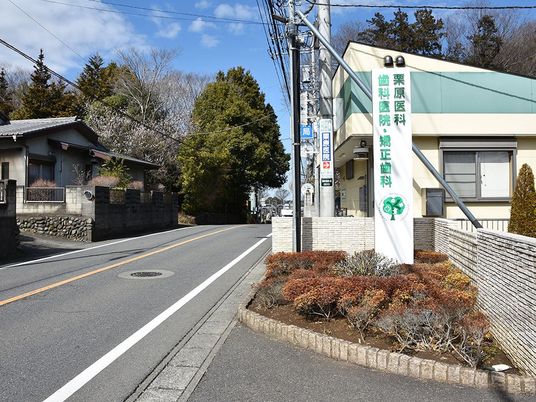 歯科医院の看板前の道路