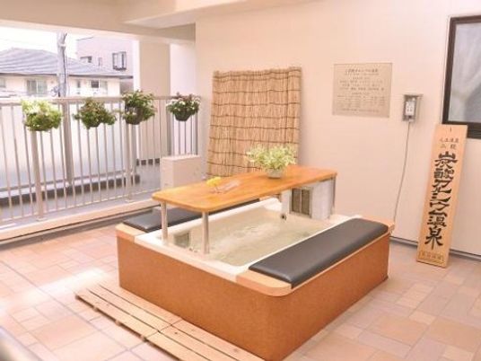 明るい浴室と植物