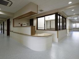 清潔な廊下とフロント