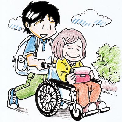 車椅子利用者と介助者
