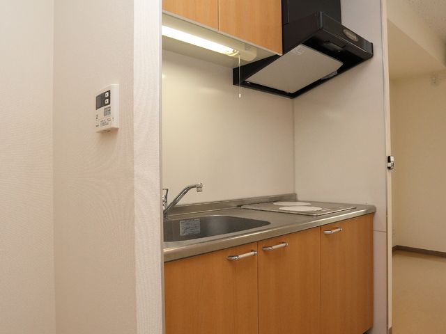 キッチン付き居室 キッチン 居室内には清潔感のあるキッチンが備え付けられ、自炊を楽しむこともできます。明るく開放的な空間で、日々の生活が快適に過ごせそうです。