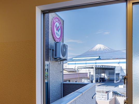 窓からの山の景色