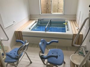 浴槽と椅子の浴室  