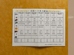 メニュー表の掲示物