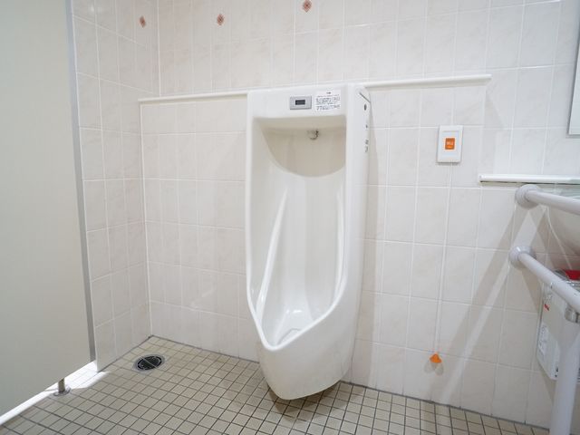 清潔なトイレ空間 トイレ 手すり付きの白いトイレは安全性を考えられており、利用者の方々の快適な生活を支えます。