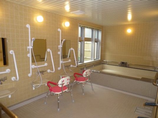 バリアフリーの清潔な浴室