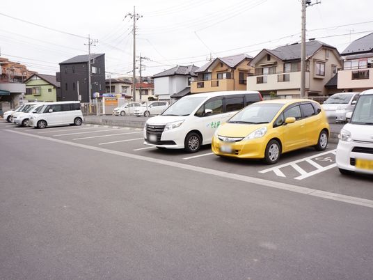 駐車場と建物外観
