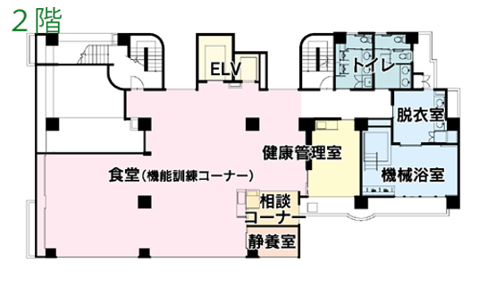 施設の2階間取り図