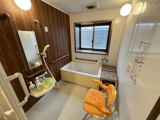 安全な手摺り付き浴室