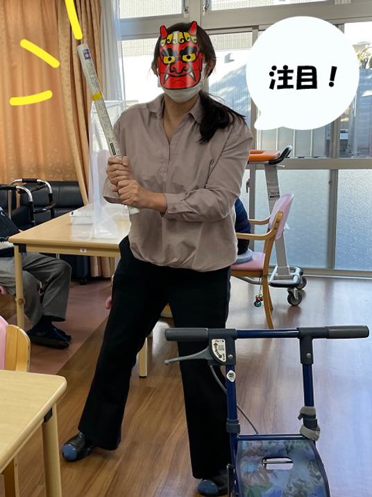 運動するスタッフの居室