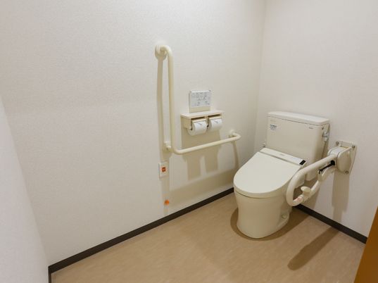 手すり付きの清潔なトイレ