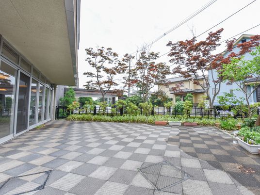 庭と建物の外観