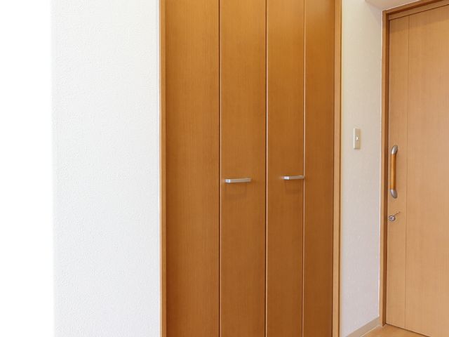 木目調の落ち着いた居室の扉 居室クローゼット 木目調の扉が暖かみを感じさせる居室の入口です。ゆったりとした造りで、プライベートな空間が保たれています。