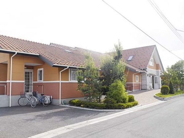 明るい色の建物と緑