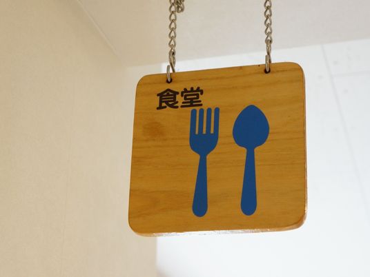 食堂を示す木製看板
