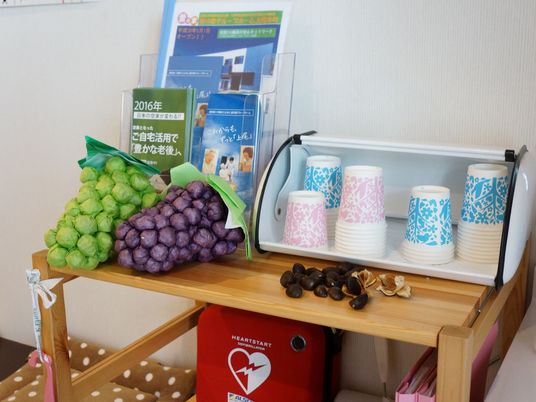 訓練用の模擬果物とカップ