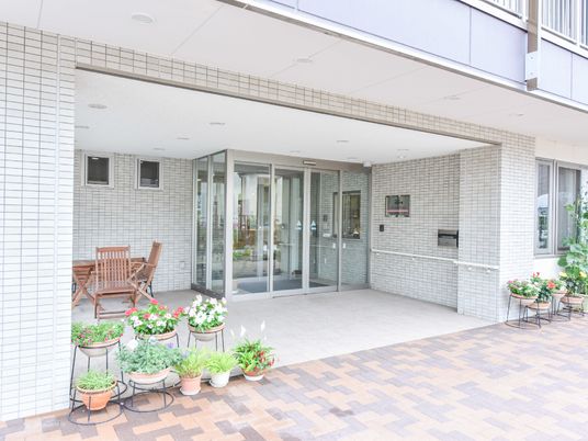 エントランスの植物飾り