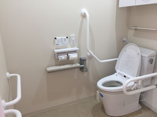 手すり付きのトイレ空間  