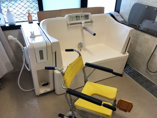 浴室の設備と車椅子