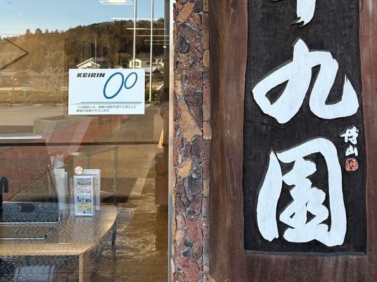 木製看板のある外観  