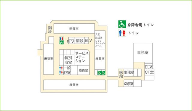 館内の案内図 内観 施設内のレイアウトを示した案内図です。各部屋や設備の配置が一目でわかります。