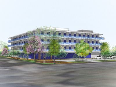 緑が多い建物の外観