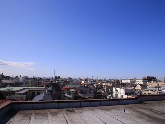 青空と街並みの眺望