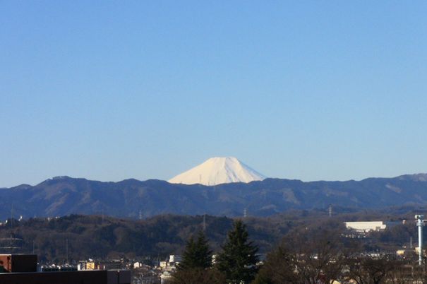 晴れた空と山々