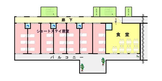 居室と食堂の配置図